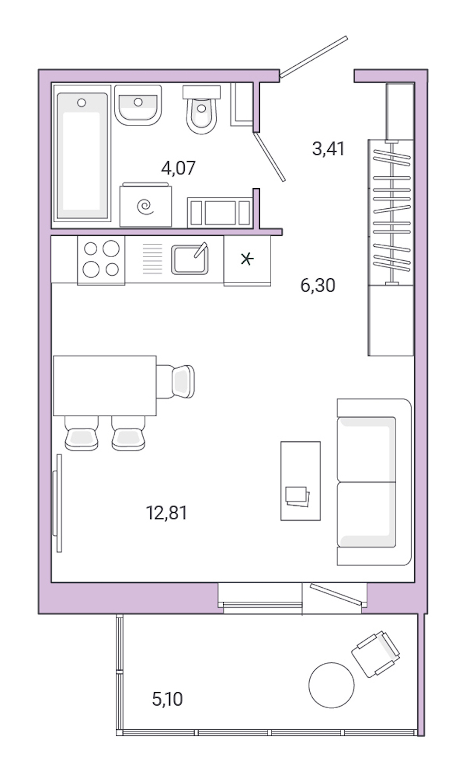 Квартира студия 31.69 м², 8/8 эт., ЖК «Jaanila Drive»